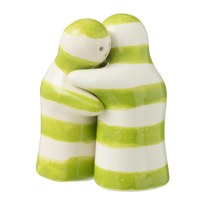 J-Line salière + poivrière Granada Stripes - céramique - blanc/vert