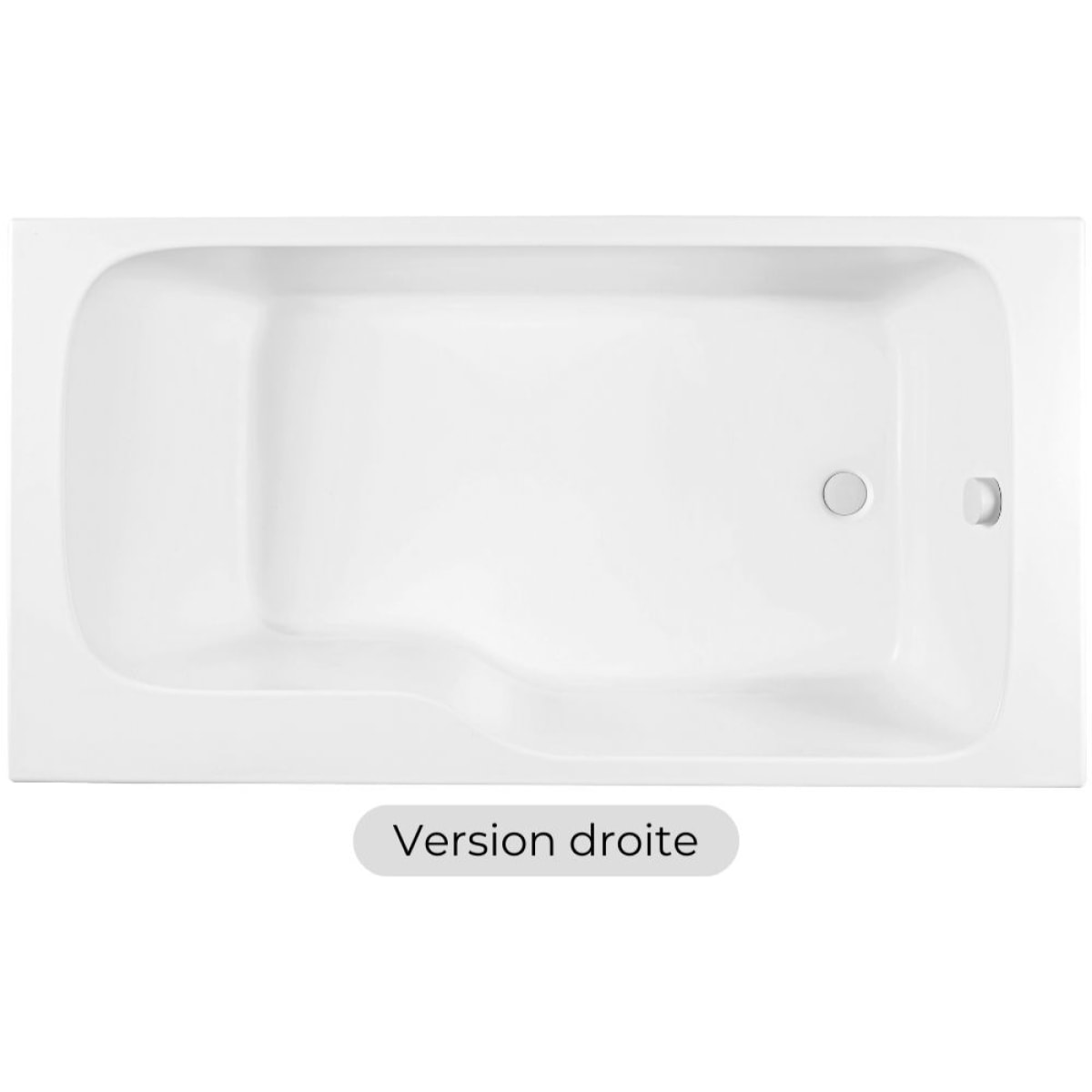 Baignoire bain douche Malice, version droite Blanc brillant 170 x 90