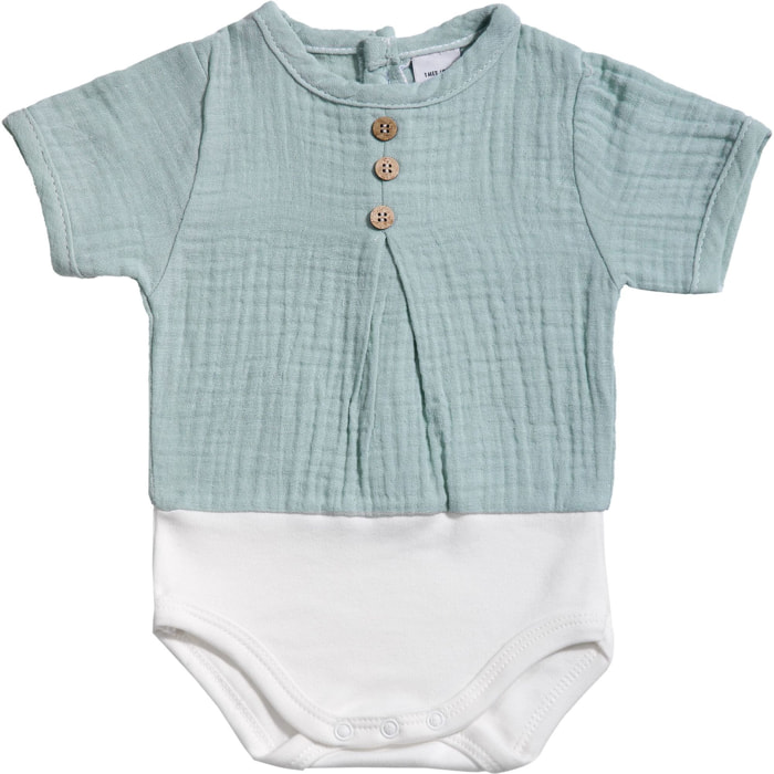 Body bebé manga corta bambula botones