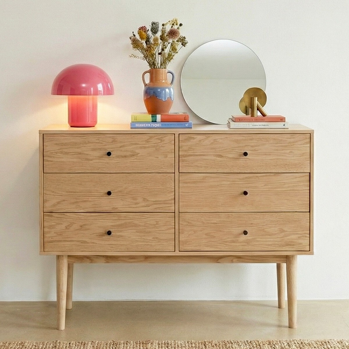 Commode 6 tiroirs en bois - LISA