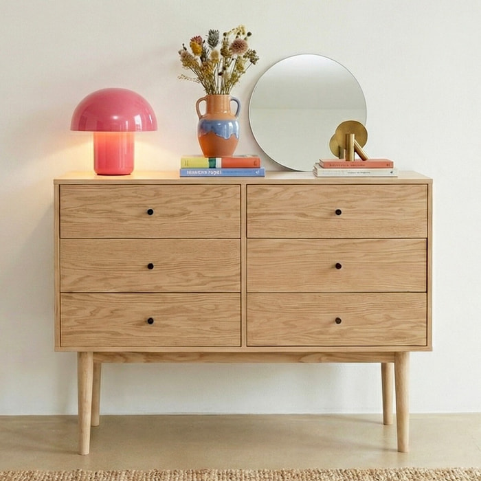 Commode 6 tiroirs en bois - LISA
