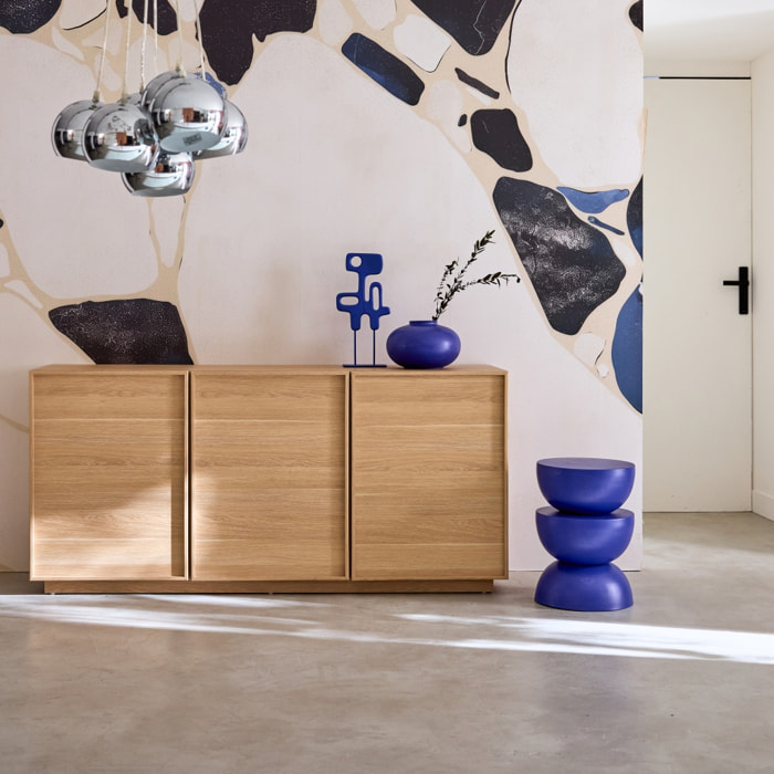 Buffet effet bois 3 portes naturel L 160 x P 43 x H 75cm - Kuba