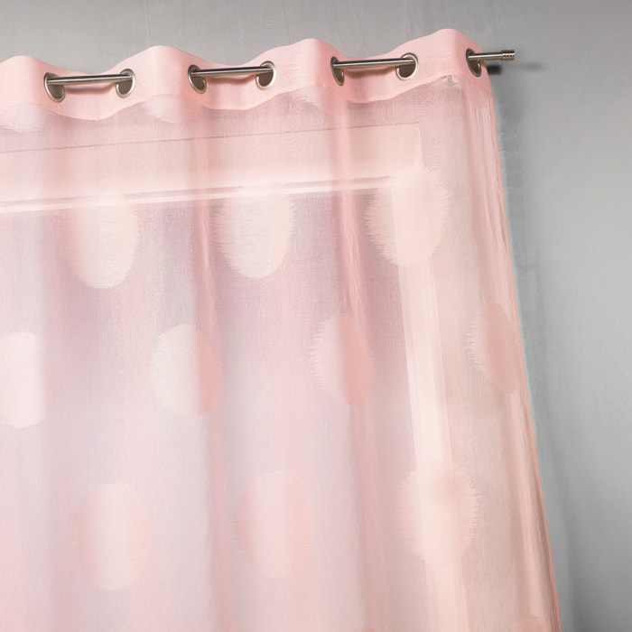 Voilage en étamine à gros pois - Rose Boudoir