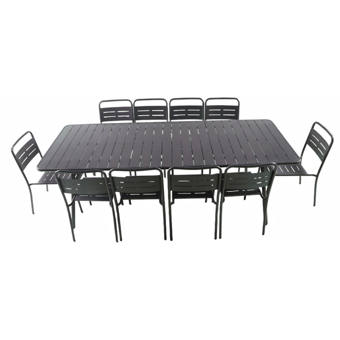 EVORA Ensemble table de jardin 234 cm et 10 chaises
