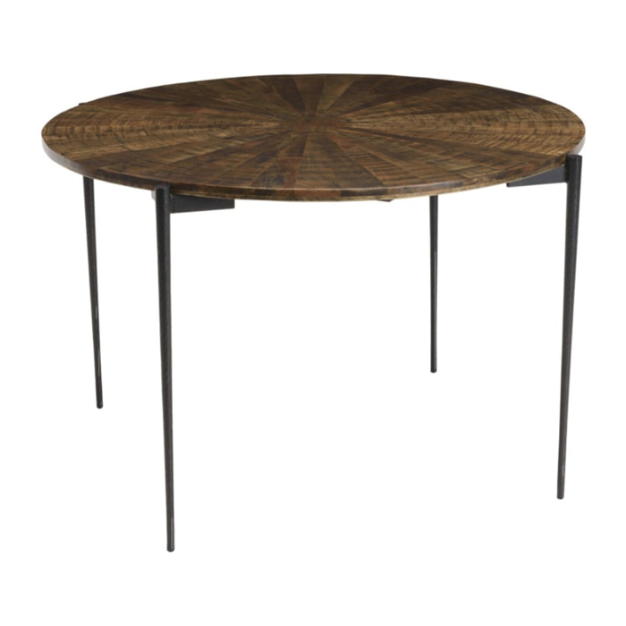 KIARA - Table à manger ronde 120x120cm en bois recyclé
