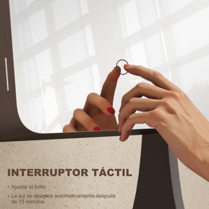 Espejo Joyero con Luces LED, Armario para Joyas, Armario Joyero con Espejo Entero de Ángulo Ajustable, Cajón, Interruptor Táctil, Luces Apagado Automático, Soporte para Secador, Gris