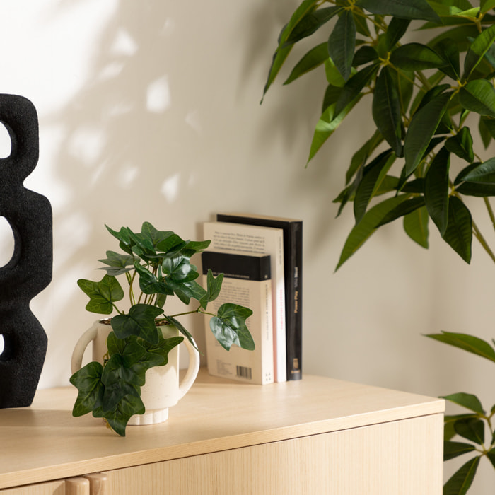 Plante artificielle en pot en céramique H24cm marron cannelle