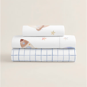 Cool Kids - Juego de Sábanas Estampadas - Infantil - Incluye 1 Funda de Almohada + 1 Sábana Bajera - 100% Algodón - Astro