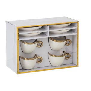 J-Line tasse - céramique - blanc/or - boîte de 4