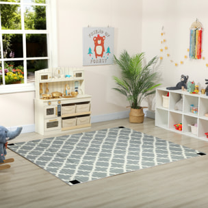 Tapis de jeu - tapis enfant pliable réversible - dim. 202 x 180 cm ép. 1 cm - circuit animaux