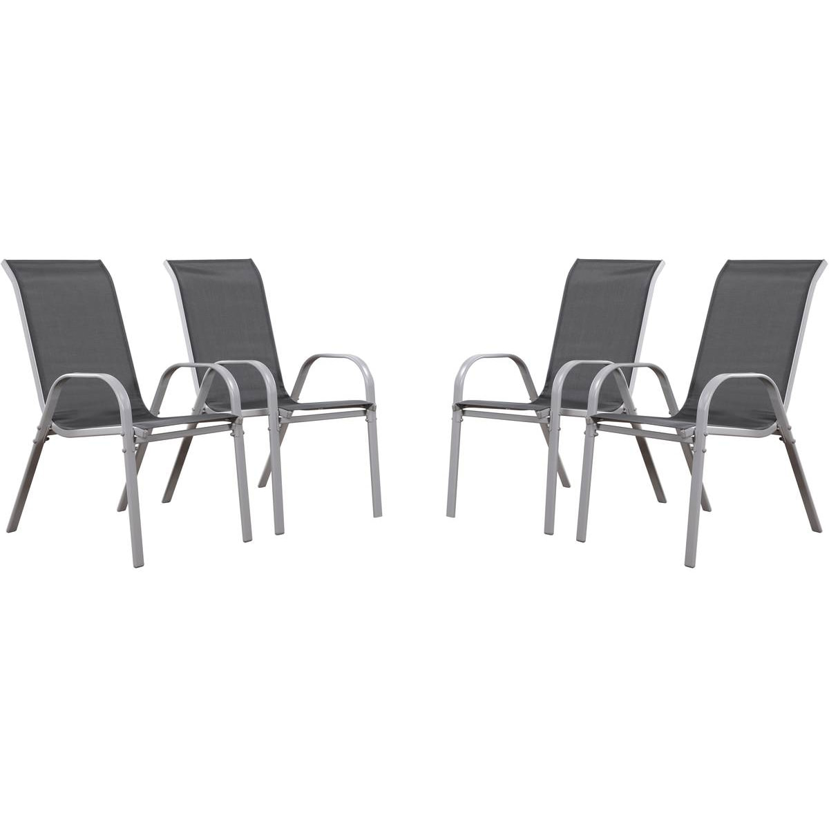 Fauteuil jardin Textilène "Cordoba" - Phoenix - Gris foncé/Argenté - Lot de 4