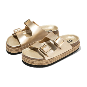 Sandalias Plataforma Oro Claro