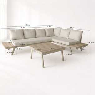 Salon de jardin 6 places en aluminiun et coussin en oléofine beige  CALVI