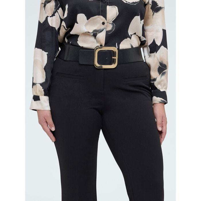 Fiorella Rubino - Cinturón con maxihebilla dorada - Negro