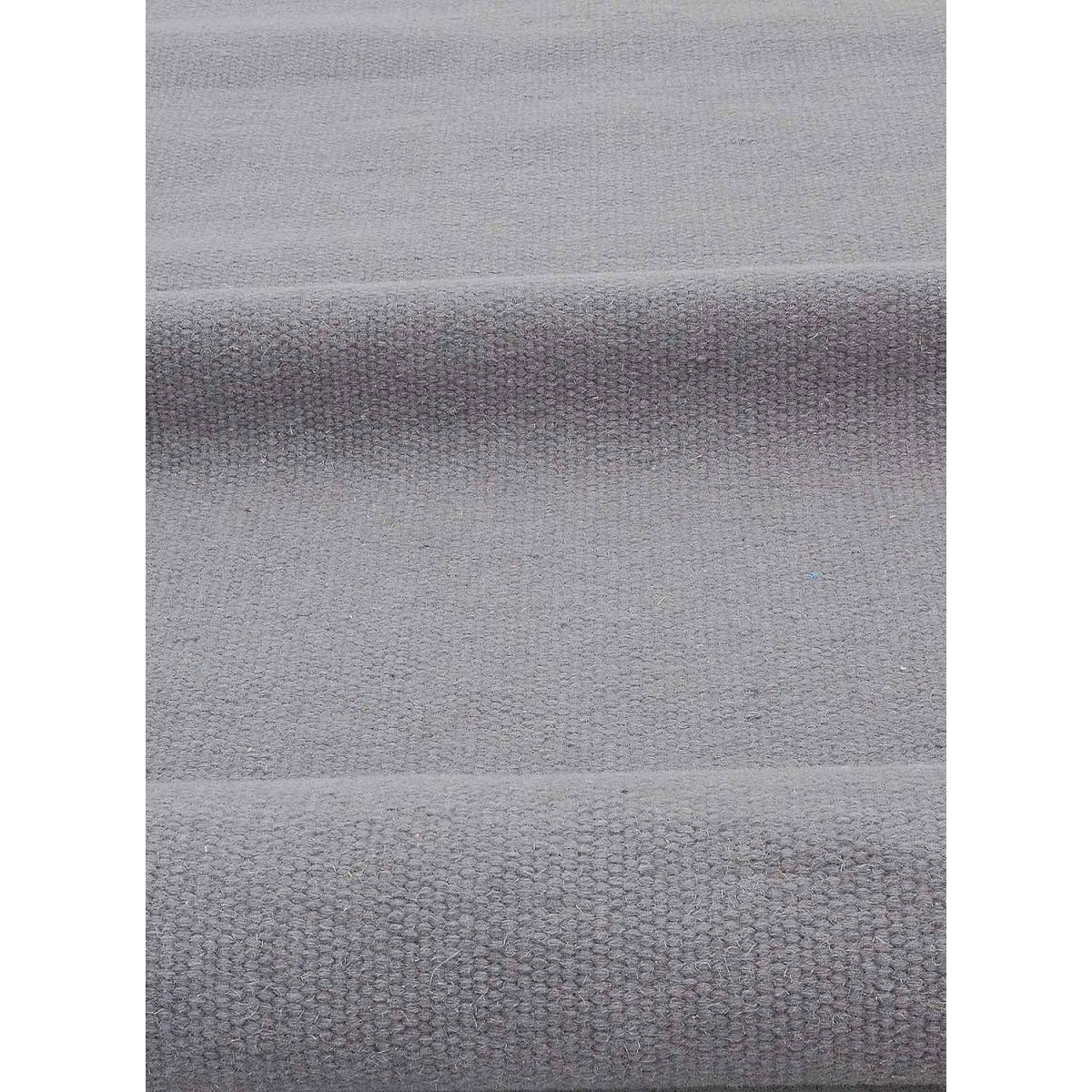 Tapis Kilim tissé à la main en laine uni gris