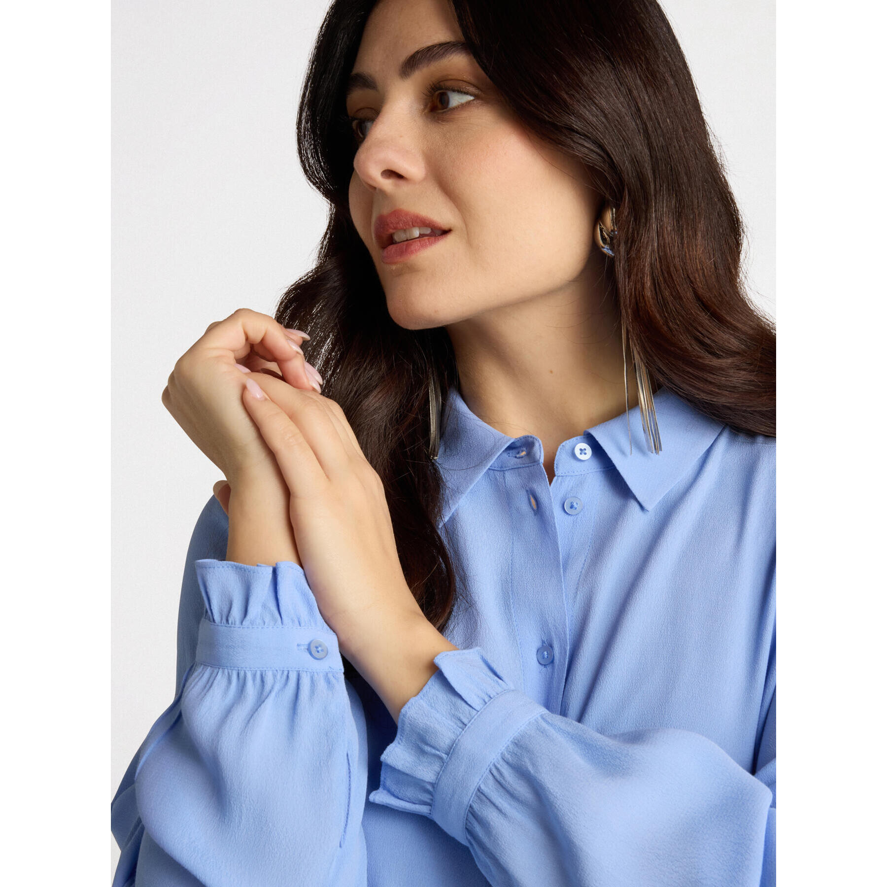 Fiorella Rubino - Camicia con viscosa LENZING™ ECOVERO™ - Azzurro