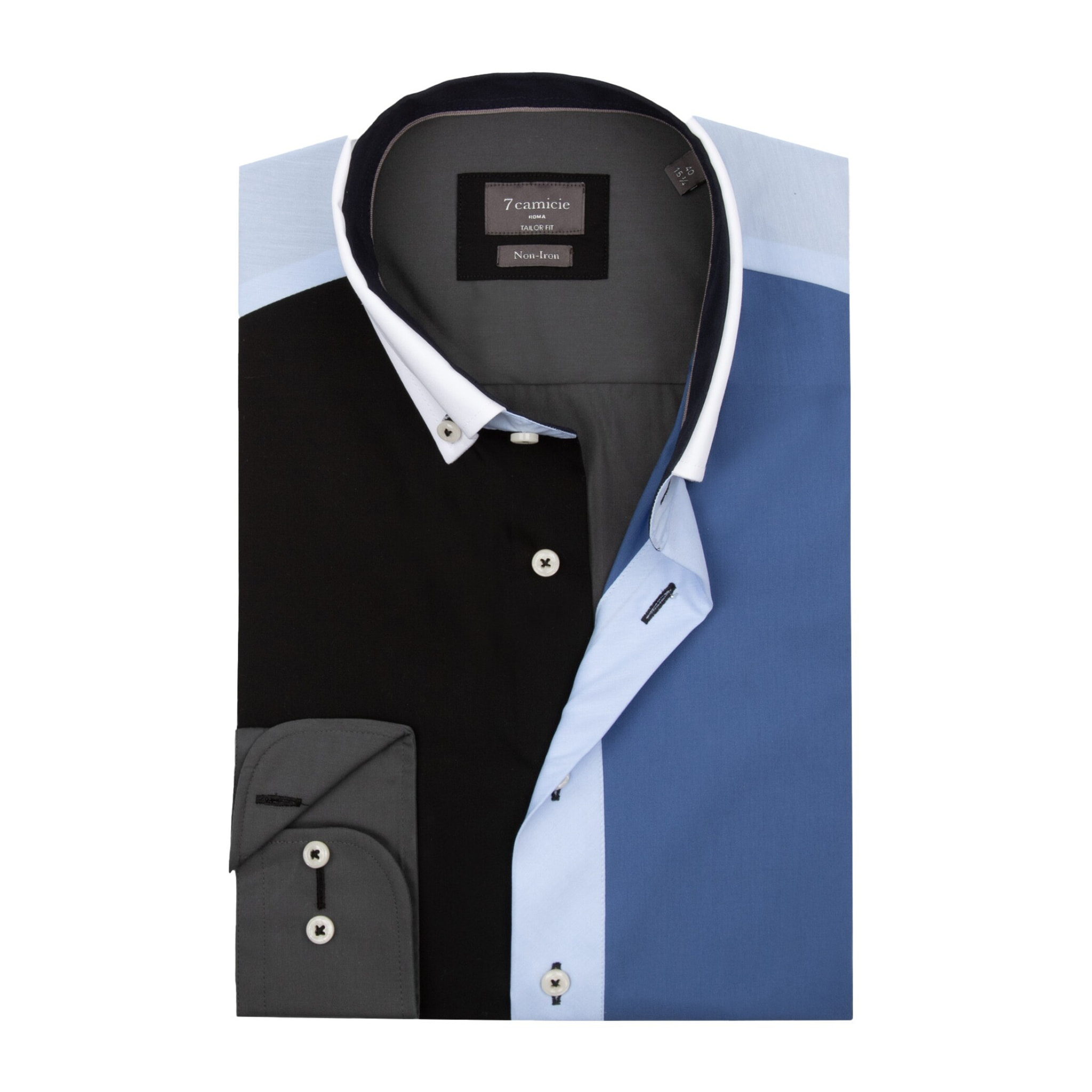 Camicia Uomo Botton Down Slim Popeline No Iron Unito Grigio Scuro