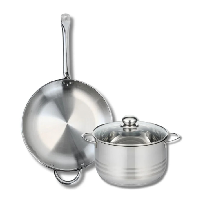 Ensemble de 1 Poêle de cuisson 32 cm et 1 faitout 24 cm Elo Profi Brillant