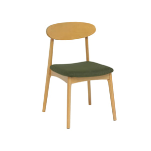 Chaise vintage bois d'hévéa naturel et tissu (lot de 2) ARIA