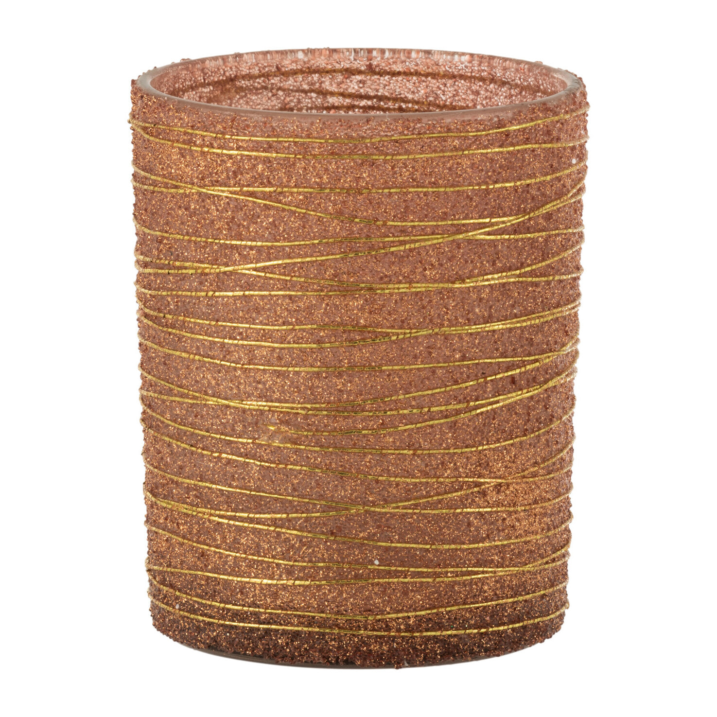 J-Line photophore Lignes Paillettes - verre - or - large - 2 pcs