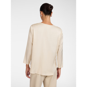 Elena Mirò - Blusa in raso di viscosa stretch - Beige