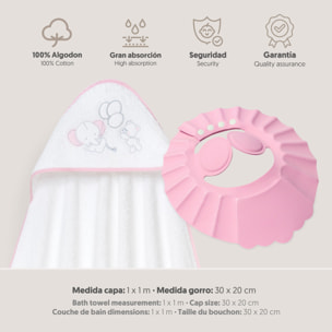 Capa Baño 1X1 Mod Oso Elefante Globos+Gorro Bco/Rosa
