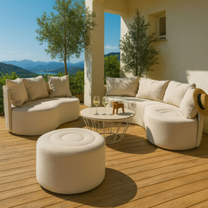 Salon de jardin beige 8 places tissu et structure aluminium BELLAGIO