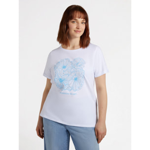 Fiorella Rubino - Camiseta con estampado de flores y tachuelas - Blanco