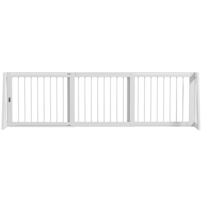 Barrière de sécurité chien 3 panneaux rétractable autoportante dim. 71-190L x 38,5l x 56H cm bois blanc