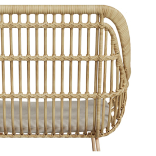Chaise en rotin, coussin en tissu et pieds en métal beige - Chiloe