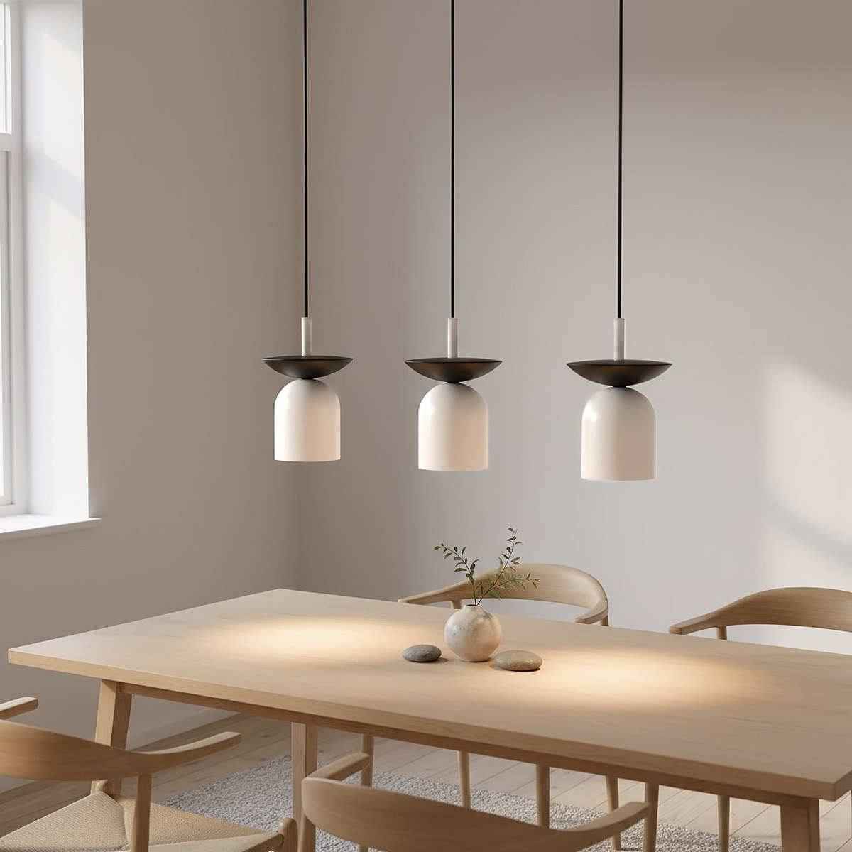 Lampada a sospensione EGO in acciaio bianco e nero