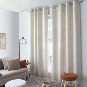 Rideau à oeillets en velours chenillé - Ecru