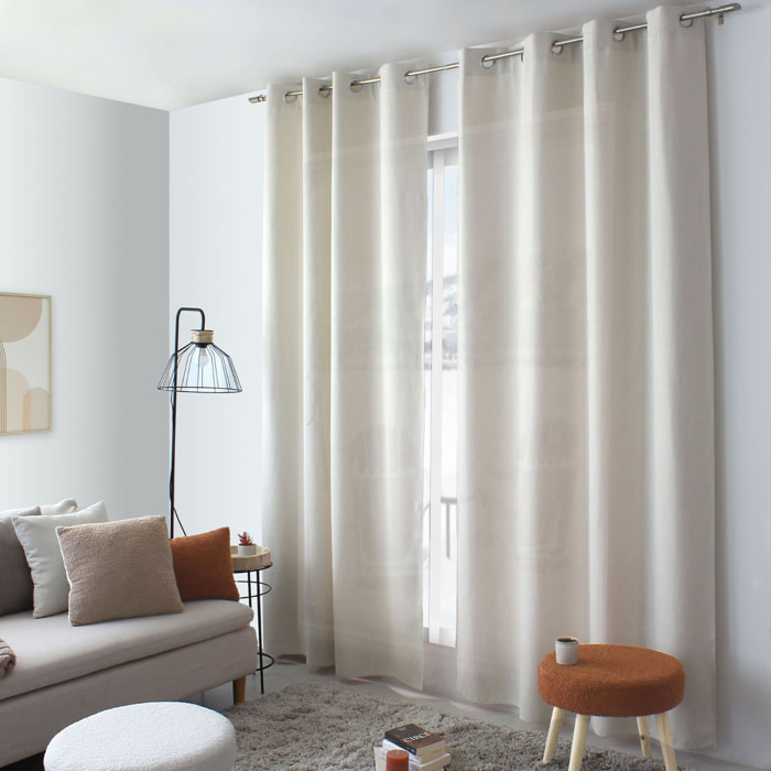 Rideau à oeillets en velours chenillé - Ecru