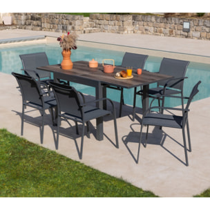 Ensemble table et chaises de jardin  - Gris Anthracite - HONFLEUR BEZIERS CHENE