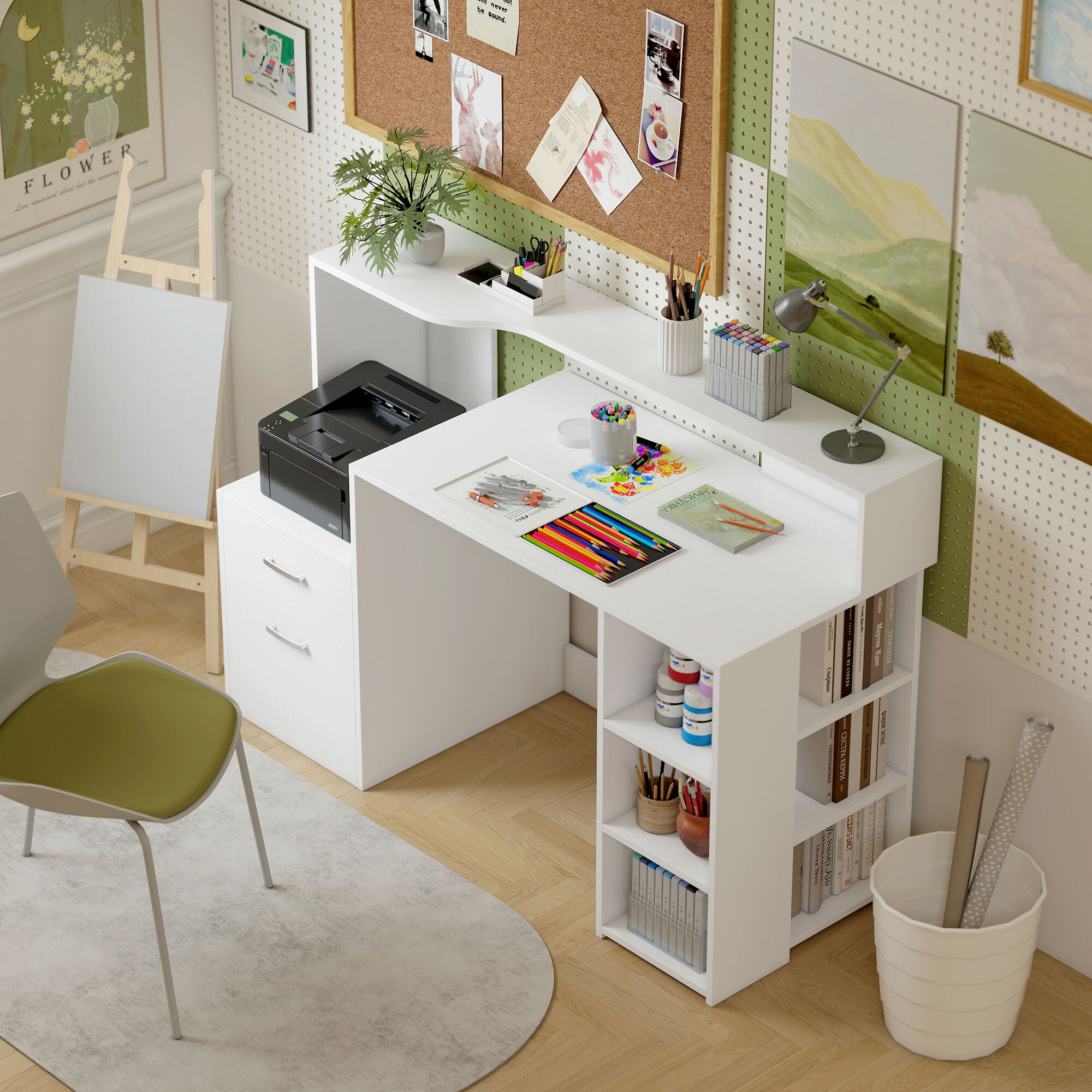 Bureau informatique multimédia design multi-rangement dim. 137 x 55 x 92 cm