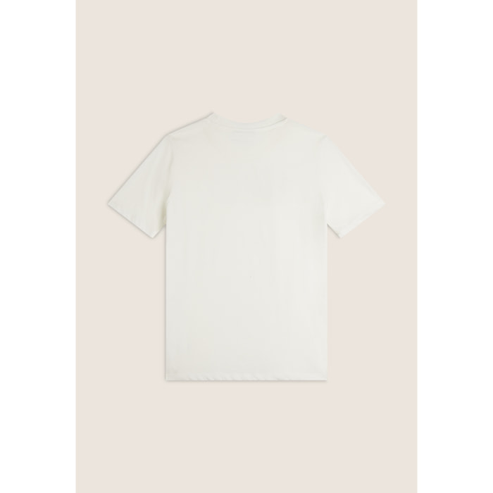 T-shirt girocollo con grafica dorata e perline