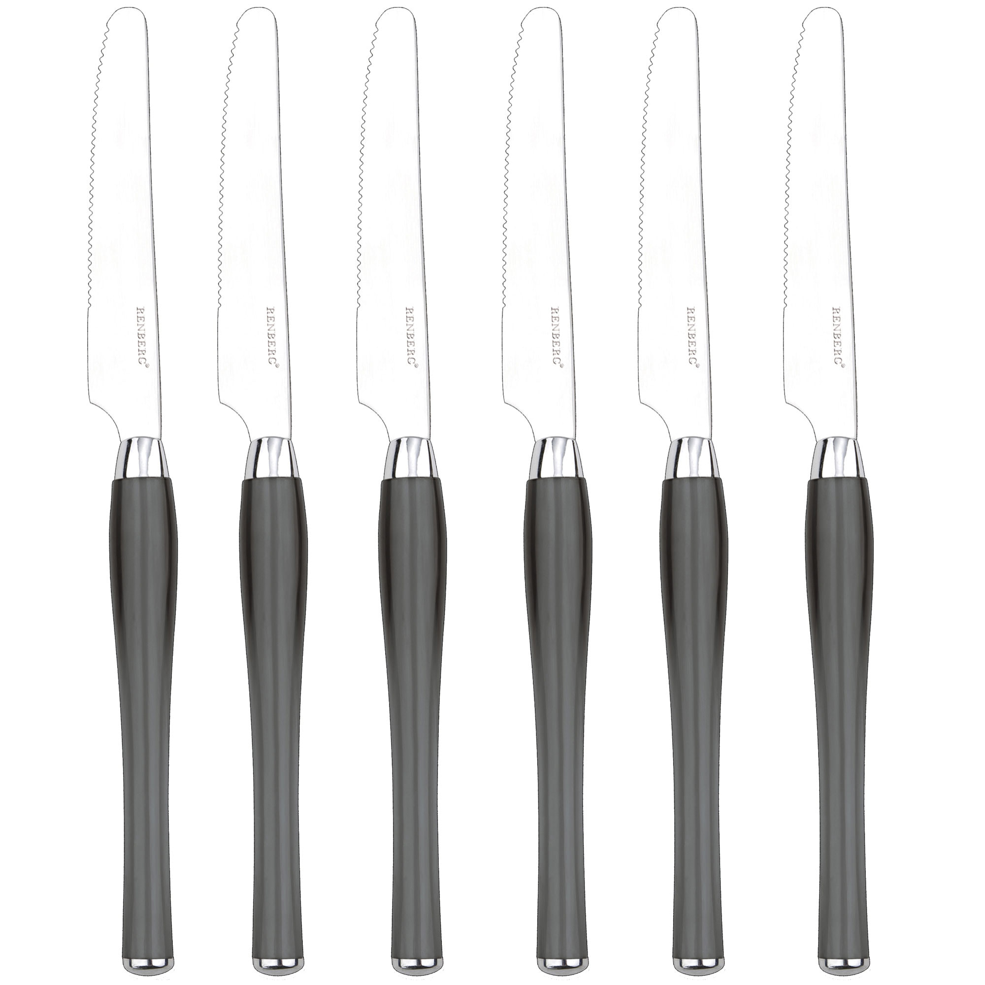 SET DE 6 CUCHILLOS DE MESA GRISES Renberg