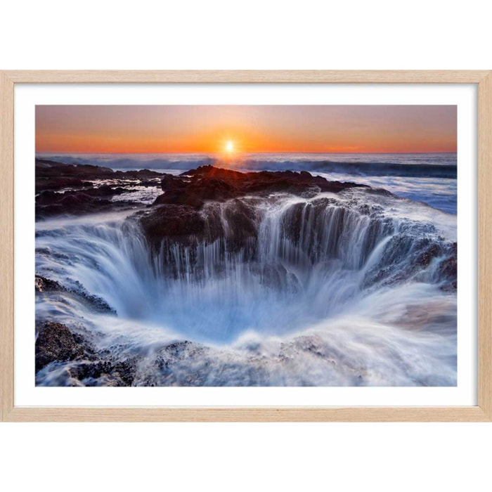 Affiche Le puit de Thor en Oregon Affiche + cadre en bois - Chêne