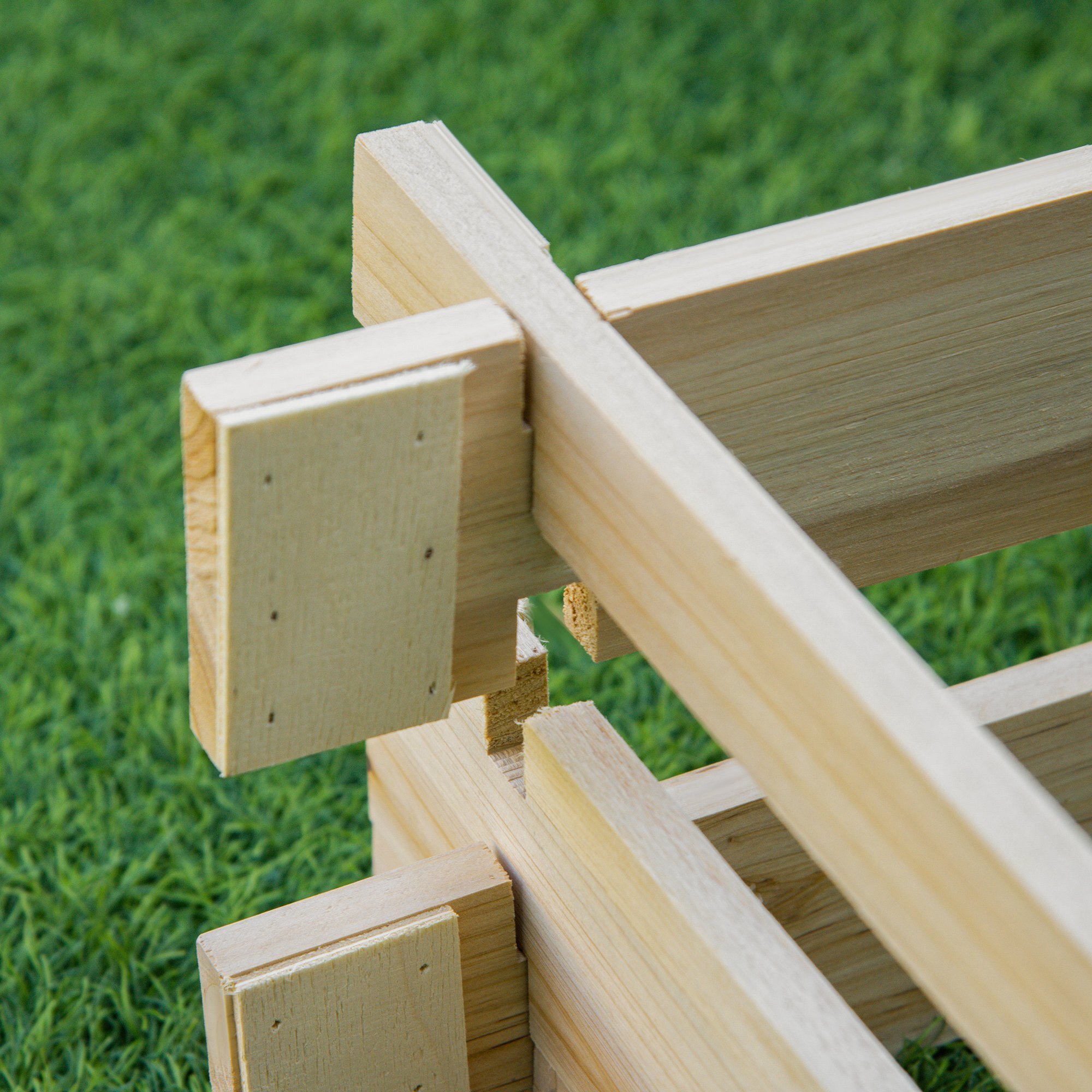 Arriate de Madera de Jardín Cuadrado Suelo de Huerto Urbano Jardinera Macetero para Cultivos Plantas Flores Hierbas Terraza 100x100x16 cm Natural