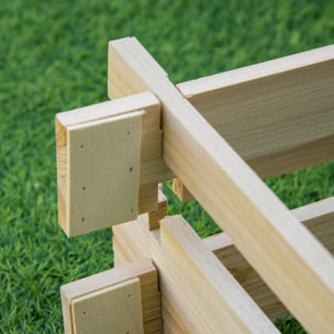 Arriate de Madera de Jardín Cuadrado Suelo de Huerto Urbano Jardinera Macetero para Cultivos Plantas Flores Hierbas Terraza 100x100x16 cm Natural