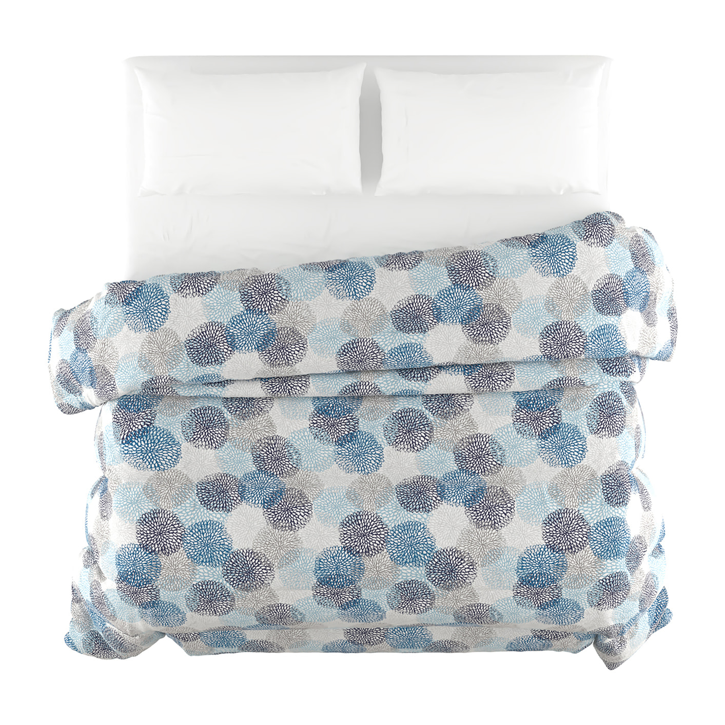 TRAPUNTA BASIC INVERNALE STAMPATA MATRIMONIALE, SOFFIONI BLU