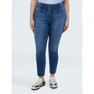 Fiorella Rubino - Jeggings in denim con bottoni decorativi - Blu