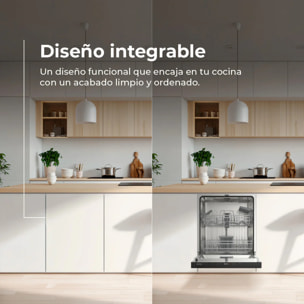 Lavavajillas Integrable EVVO Di.2Y 60cm 14 Cubiertos, 6 Programas + Display, Panel Táctil, Auto Open