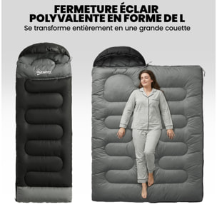 Sac de couchage adulte section tête fermeture éclair sac de rangement noir