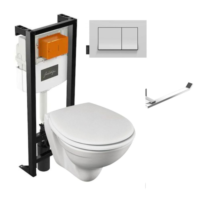 Pack WC suspendu sans bride Patio + porte-rouleau Eo Moderne