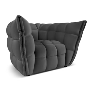 Fauteuil "Cedric" en velours gris foncé