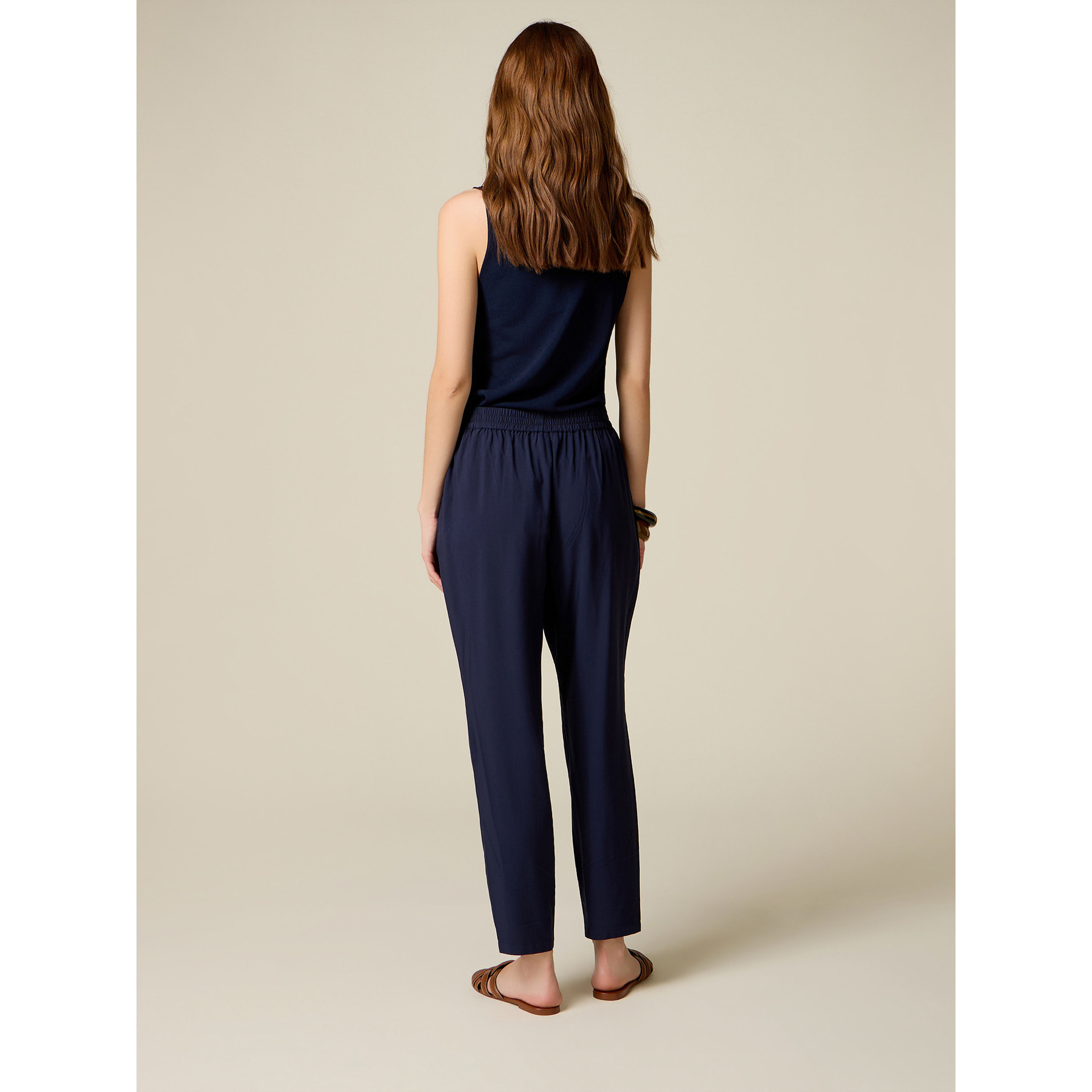Oltre - Pantaloni joggers in viscosa - Blu