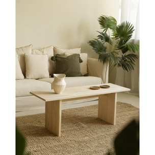 Table basse en bois massif ton naturel 120cm Hauteur: 45 Longueur: 120 Largeur: 55