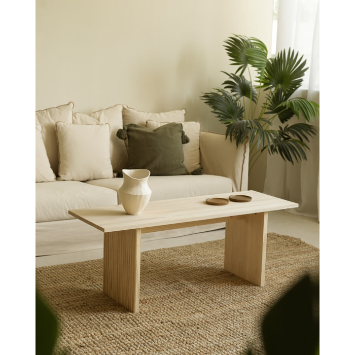 Table basse en bois massif ton naturel 120cm Hauteur: 45 Longueur: 120 Largeur: 55
