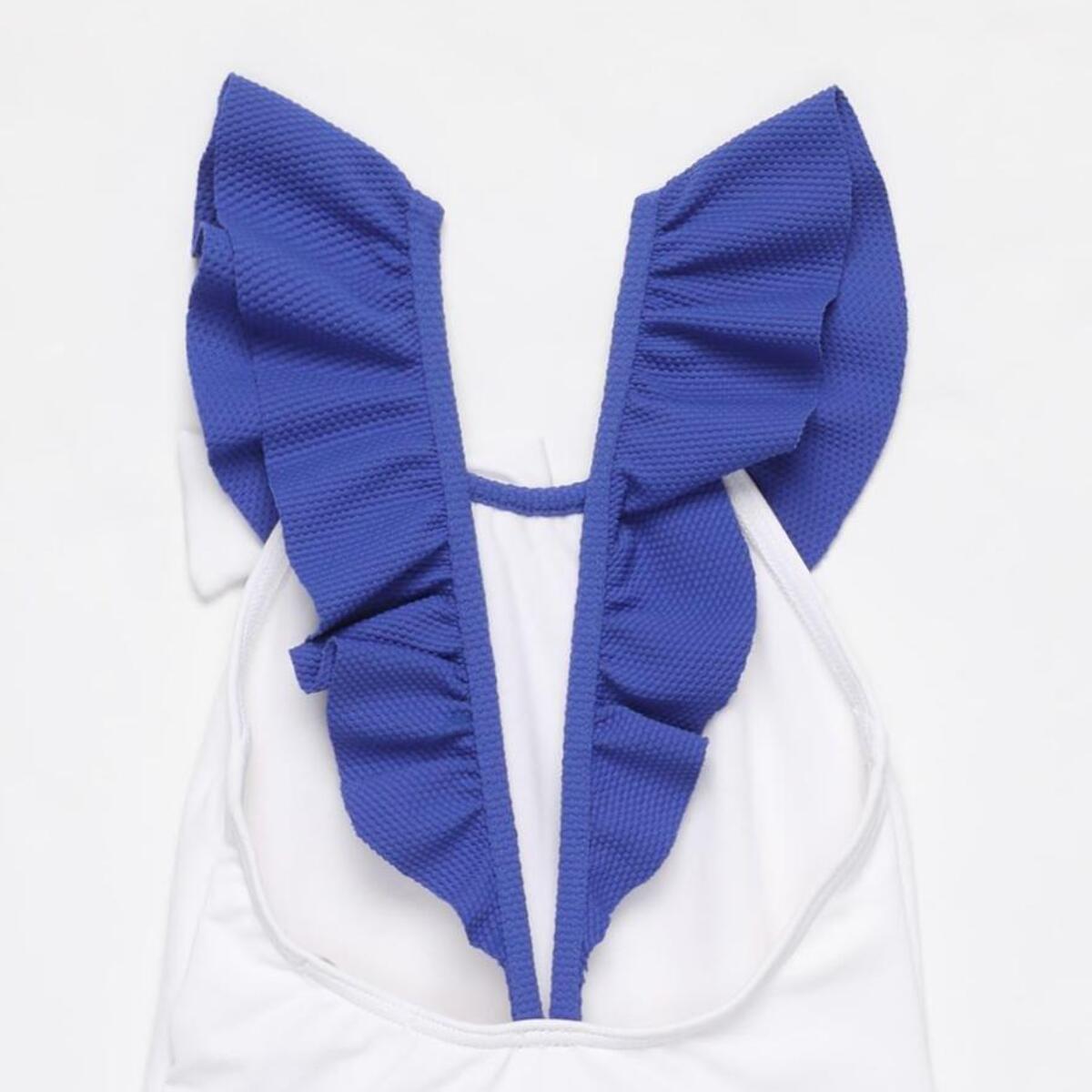 BAÑADOR BLANCO CON VOLANTE Y LAZO